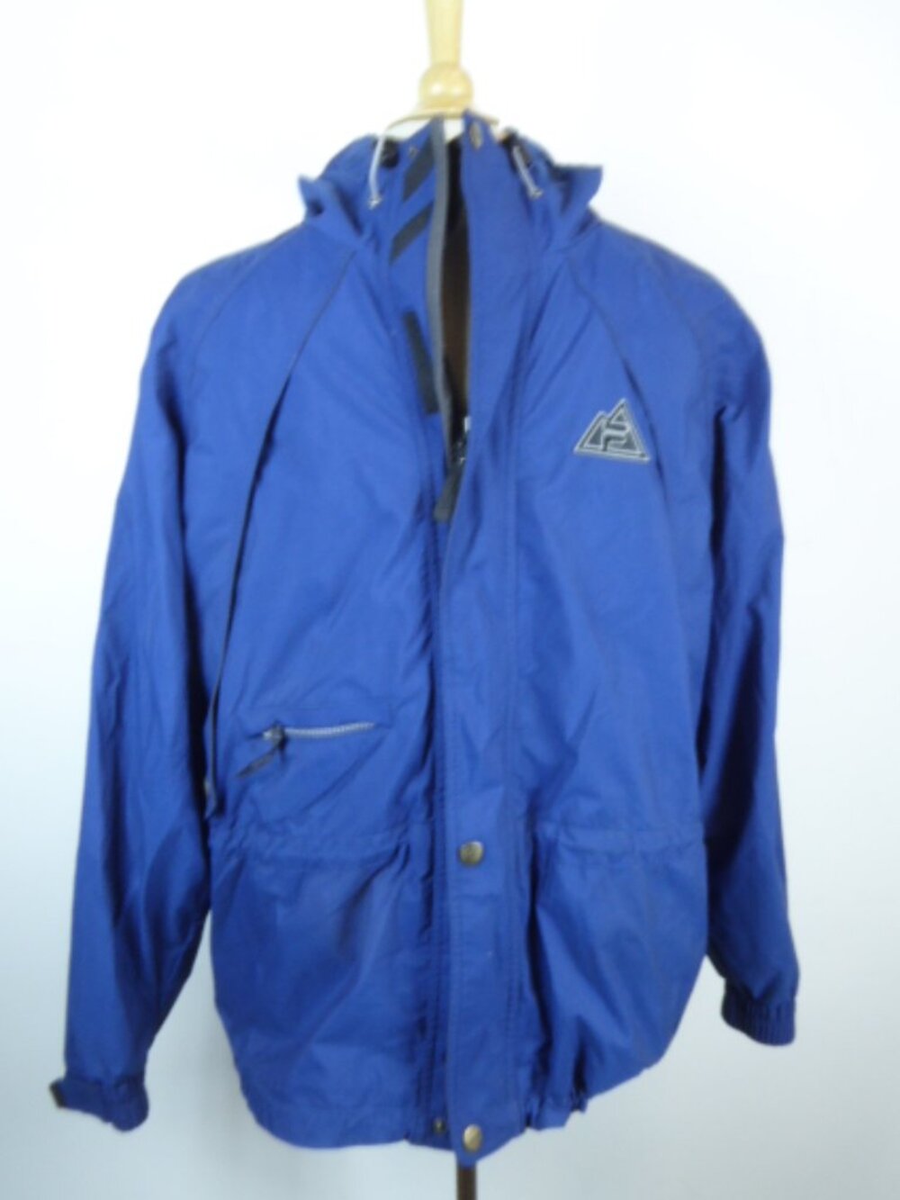 Fila parka jacket blue hooded nylon zip front  L